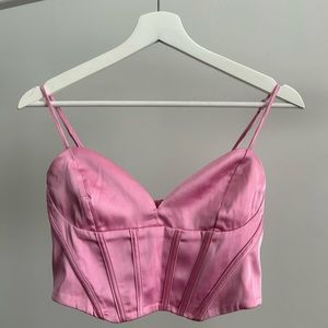 Pink crop corset from Dynamite